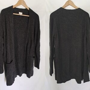J. Crew Open‎ Font Cardigan Extra Soft Yarn Wool Blend Gray Longline Medium M